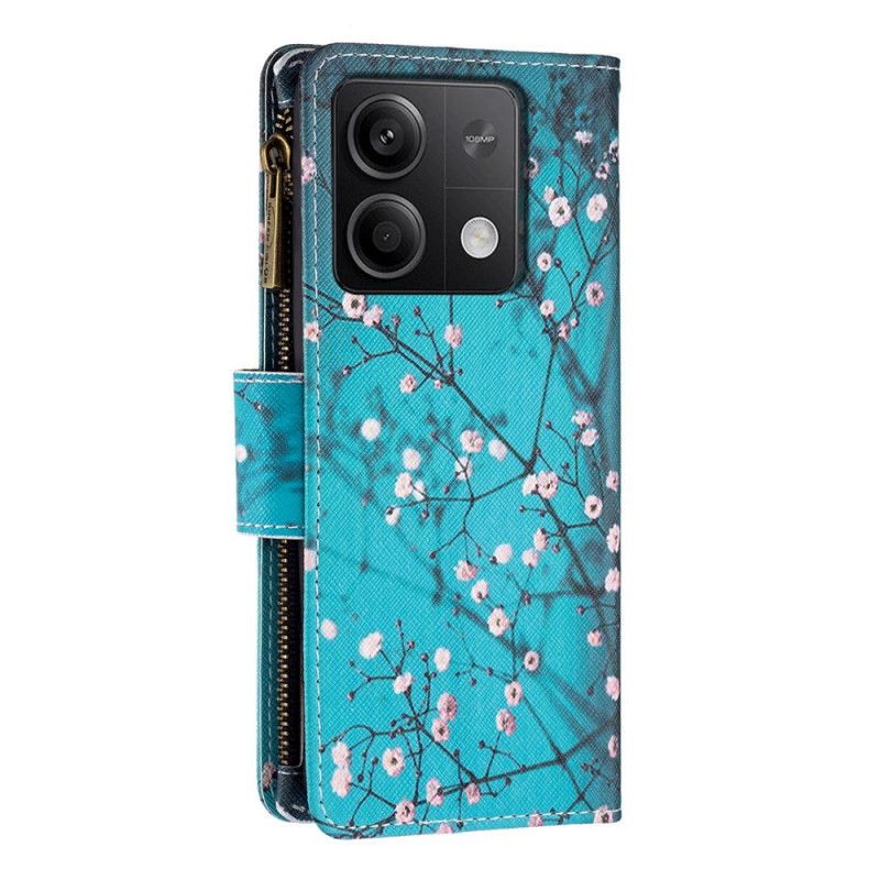 Housse Xiaomi Redmi Note 13 5G Portefeuille Branches Fleuries à Lanière