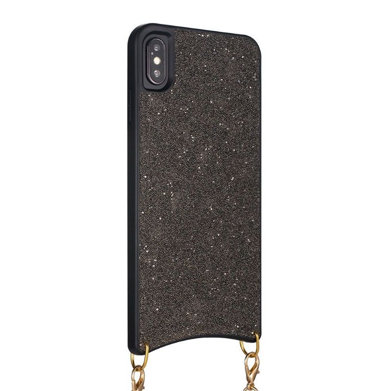 iPhone XS Max - Coque paillettes avec collier