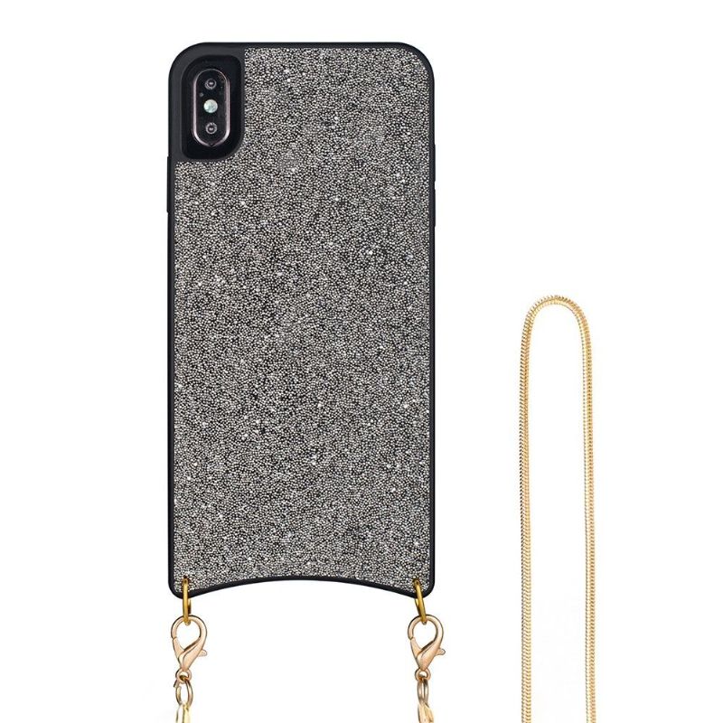 iPhone XS Max - Coque paillettes avec collier