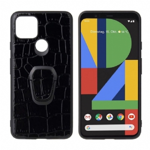 Coque Google Pixel 5 effet croco avec anneau