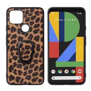 Coque Google Pixel 5 motif léopard avec anneau