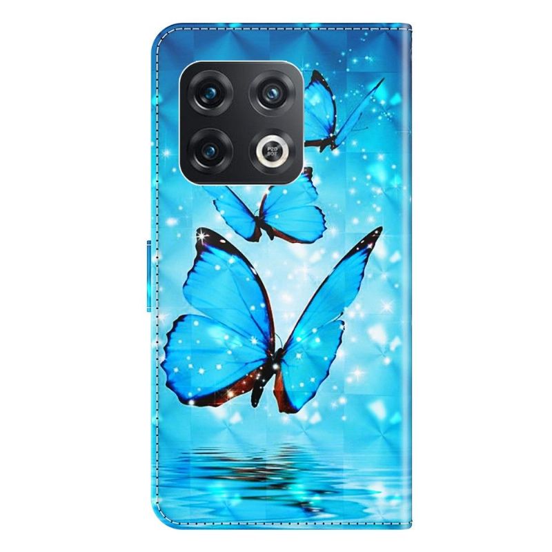 Housse OnePlus 10 Pro 5G papillons bleus scintillants