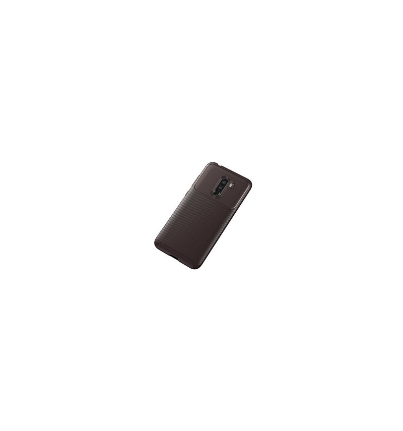 Coque Xiaomi Pocophone F1 effet fibre de carbone - Marron