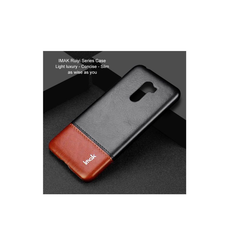 Coque Xiaomi Pocophone F1 imak imitation cuir - Noir / Marron