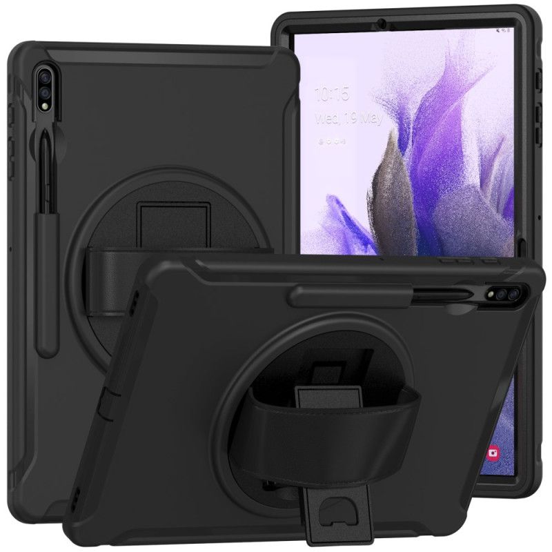 Coque Samsung Galaxy Tab S9 FE Plus / S9 Plus / S8 Plus / S7 Plus / S7 FE Support Rotatif à et Sangle Manuelle