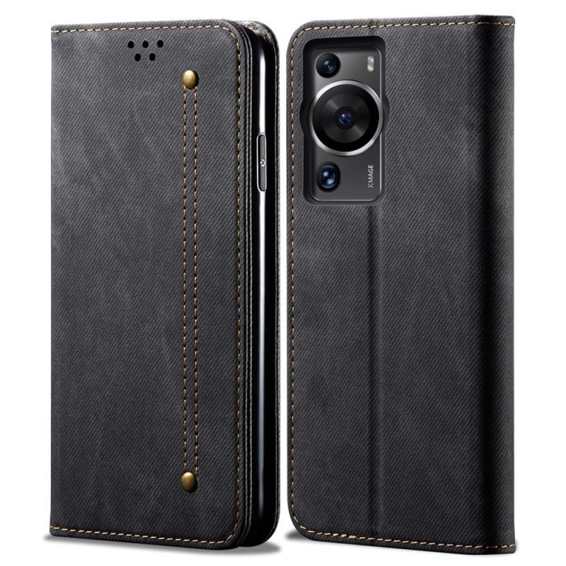 Flip Cover Huawei P60 Pro Tissu Jeans