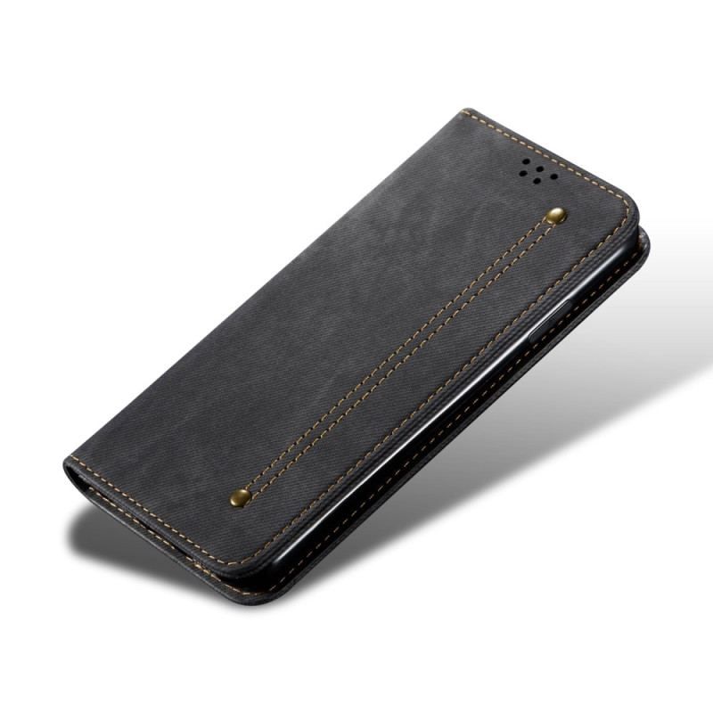 Flip Cover Huawei P60 Pro Tissu Jeans