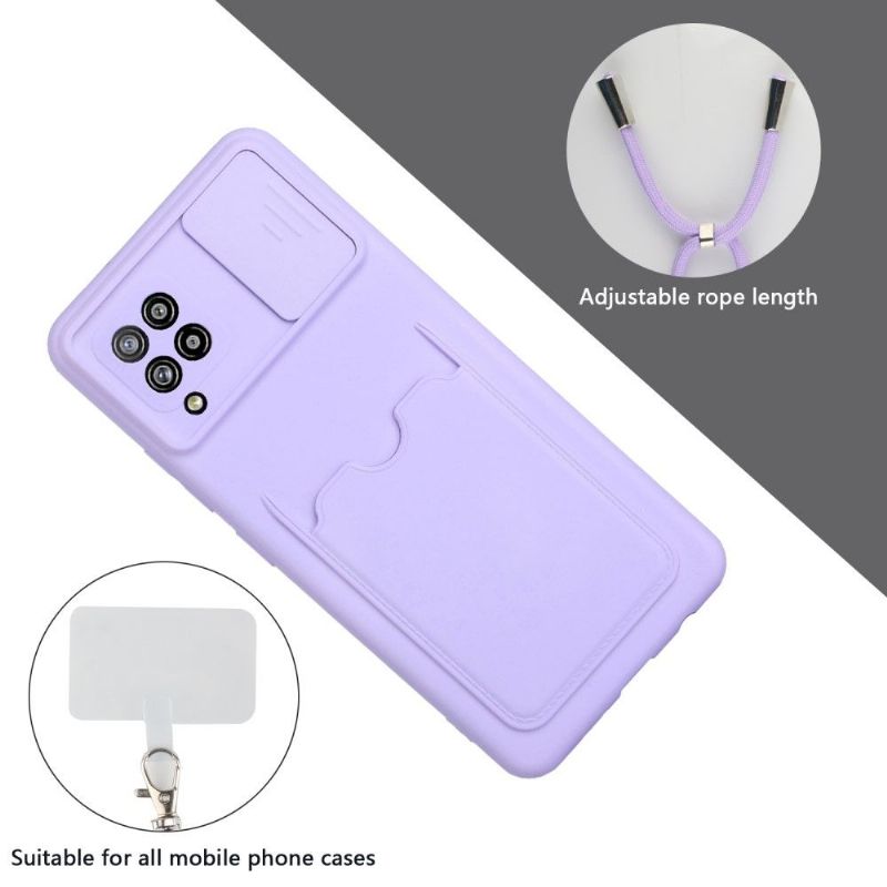 Coque Samsung Galaxy A42 5G cache caméra avec porte carte et cordon