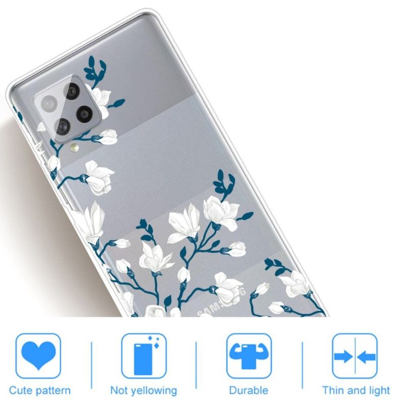 Coque Samsung Galaxy A42 5G fleurs blanches