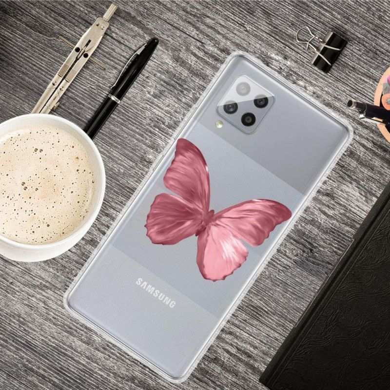 Coque Samsung Galaxy A42 5G Papillon Rose