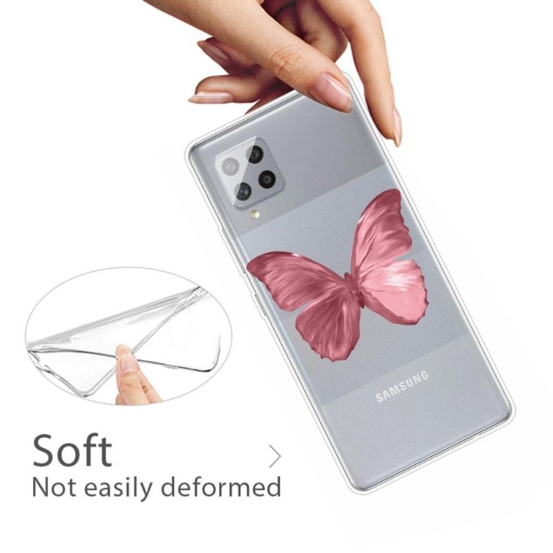 Coque Samsung Galaxy A42 5G Papillon Rose