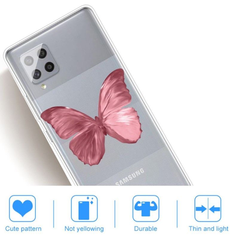 Coque Samsung Galaxy A42 5G Papillon Rose