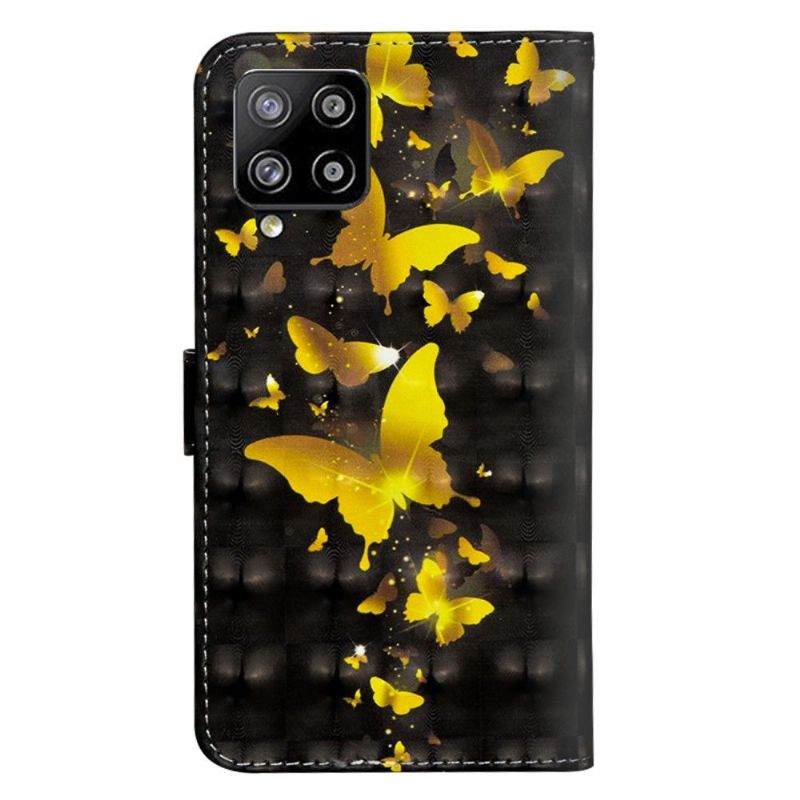 Housse Samsung Galaxy A42 5G papillons dorés