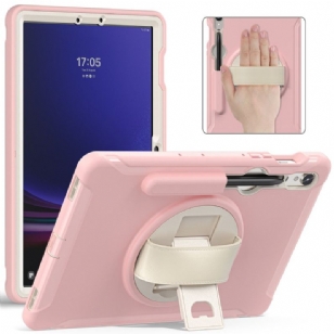 Coque Samsung Galaxy Tab S9 FE/S9/S8/S7 Sangle Support et Porte-Stylet