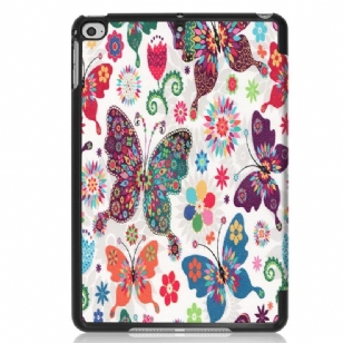 iPad mini 2019 - Coque avec rabat intelligent papillons et fleurs