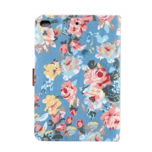 iPad mini 2019 - Etui fleuri revêtement tissu - Bleu