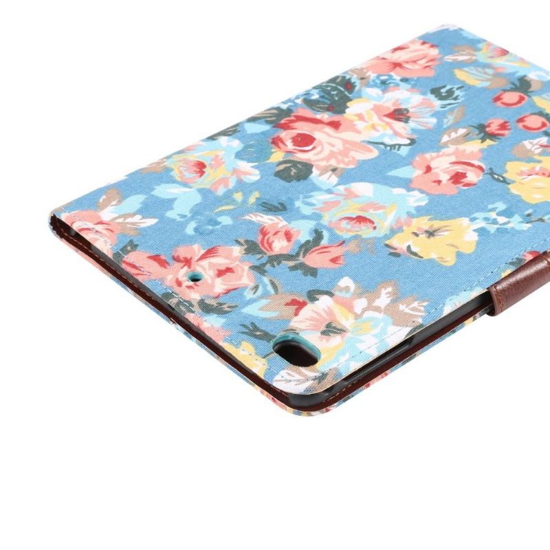 iPad mini 2019 - Etui fleuri revêtement tissu - Bleu