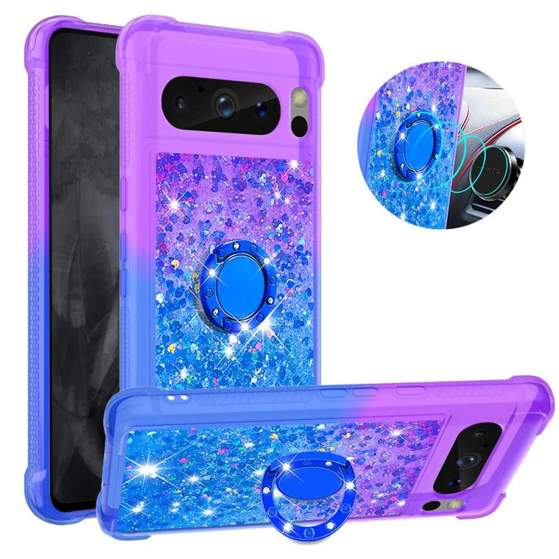 Coque Google Pixel 8 Pro Paillettes Anneau-Support