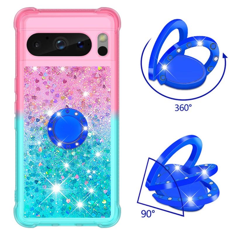 Coque Google Pixel 8 Pro Paillettes Anneau-Support