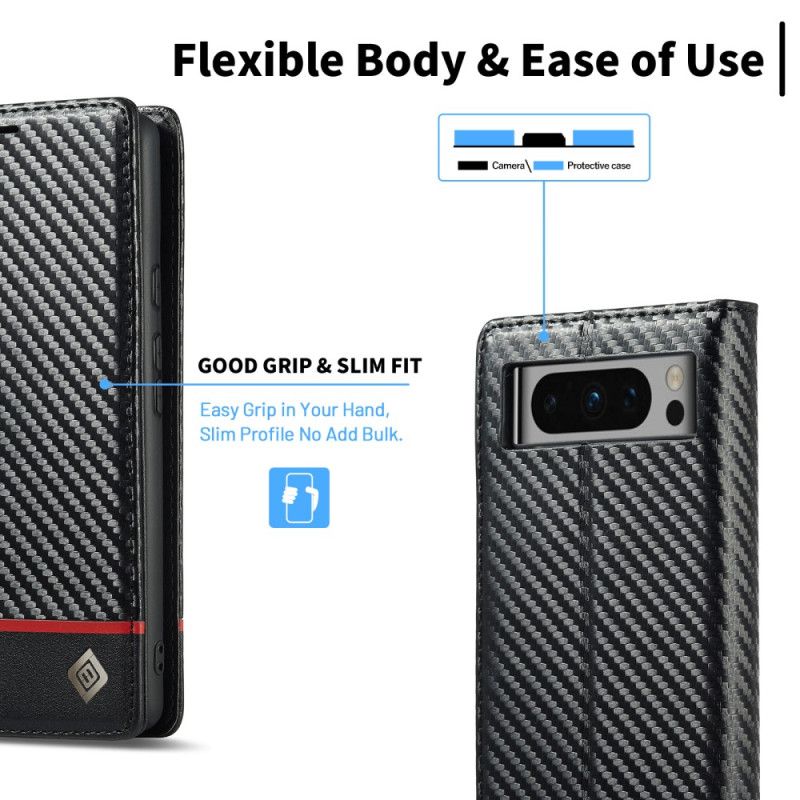 Flip Cover Google Pixel 8 Pro Fibre Carbone LC.IMEEKE