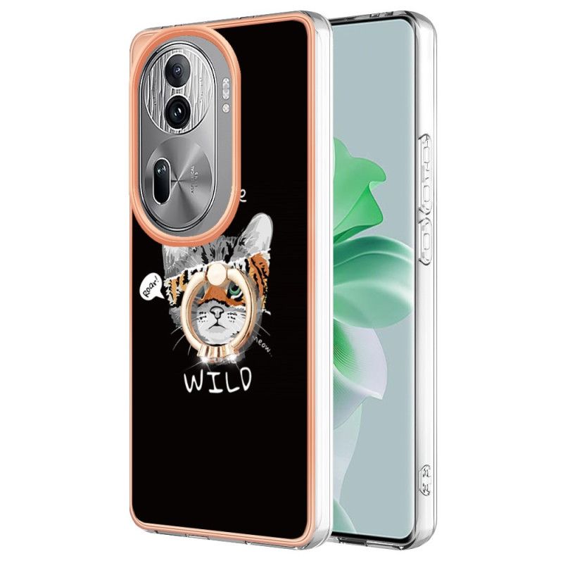 Coque Oppo Reno 11 Pro 5G Anneau-Support Motif Chat et Tigre