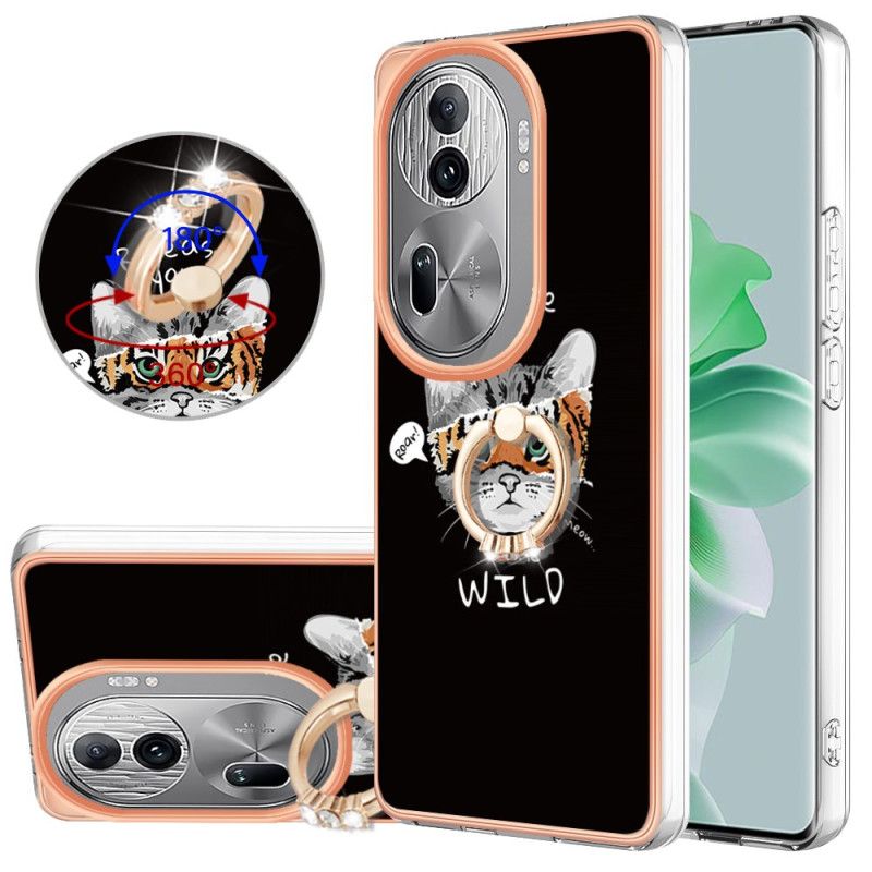 Coque Oppo Reno 11 Pro 5G Anneau-Support Motif Chat et Tigre