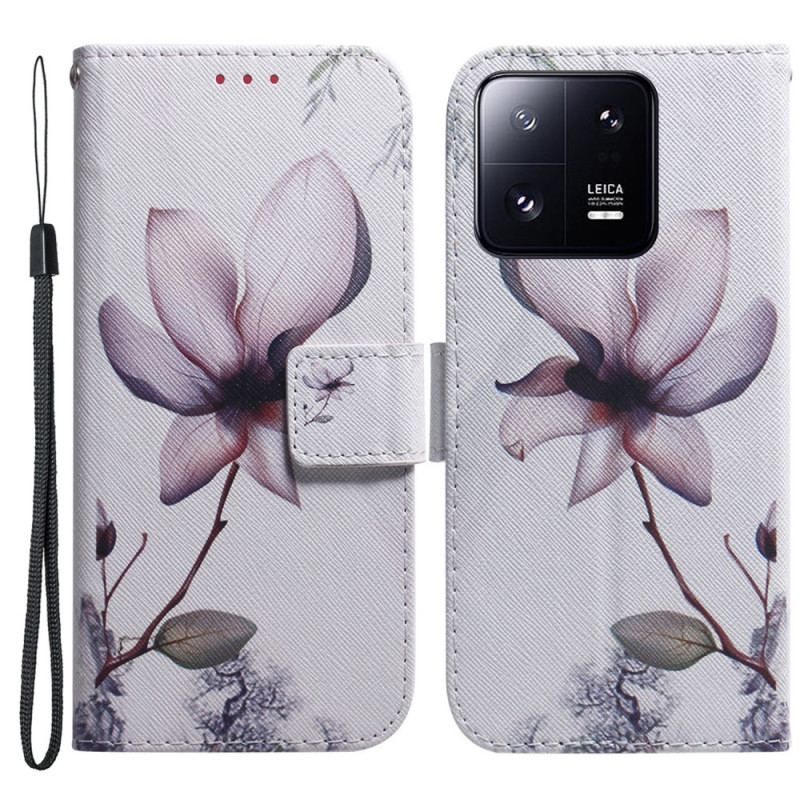 Housse Xiaomi 13 Pro Fleur Rose à Lanière