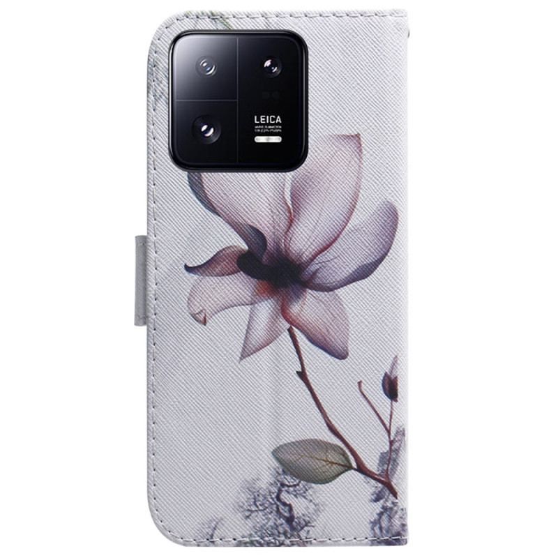 Housse Xiaomi 13 Pro Fleur Rose à Lanière