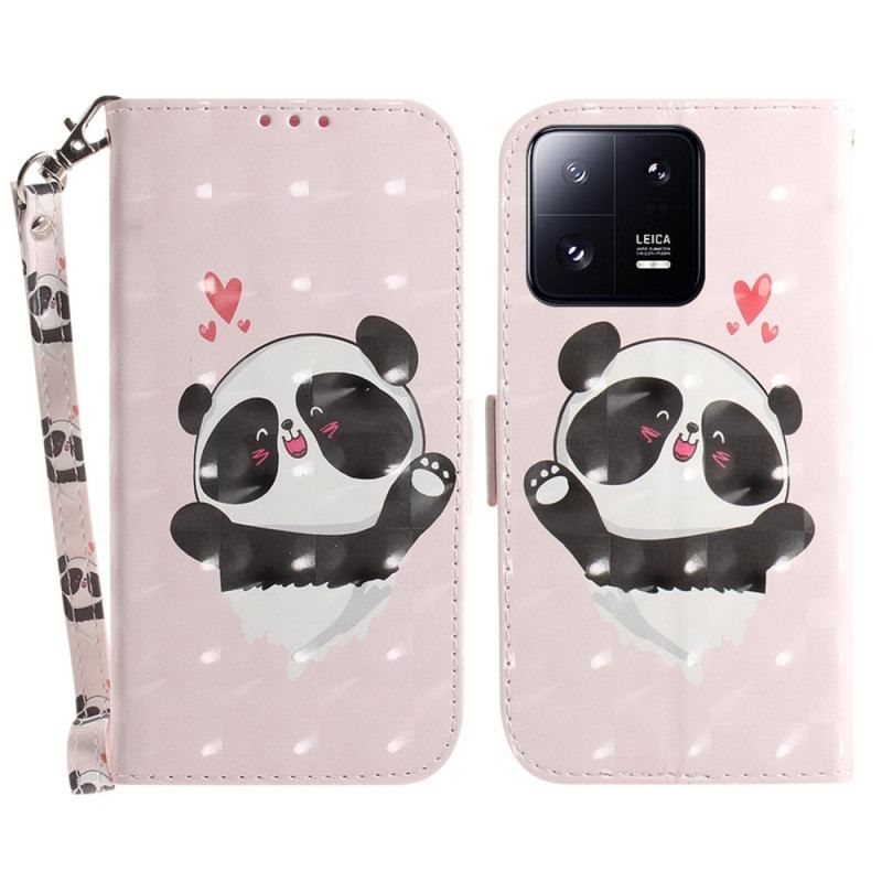 Housse Xiaomi 13 Pro Panda Love à Lanière