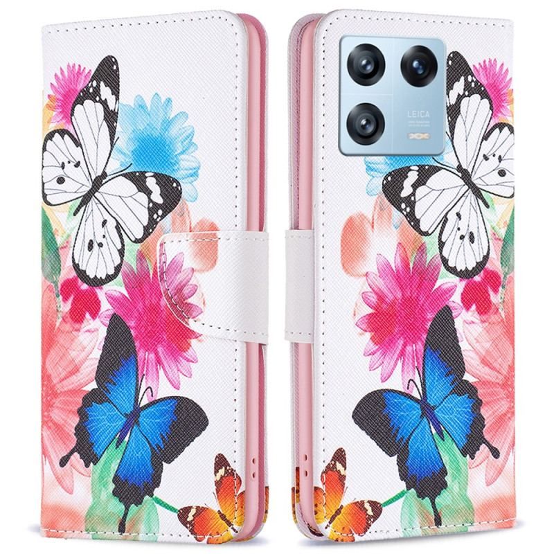 Housse Xiaomi 13 Pro Papillons Aquarelle