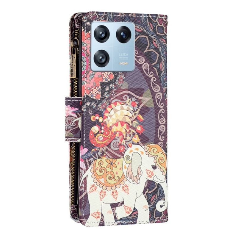 Housse Xiaomi 13 Pro Poche Zippée Éléphant