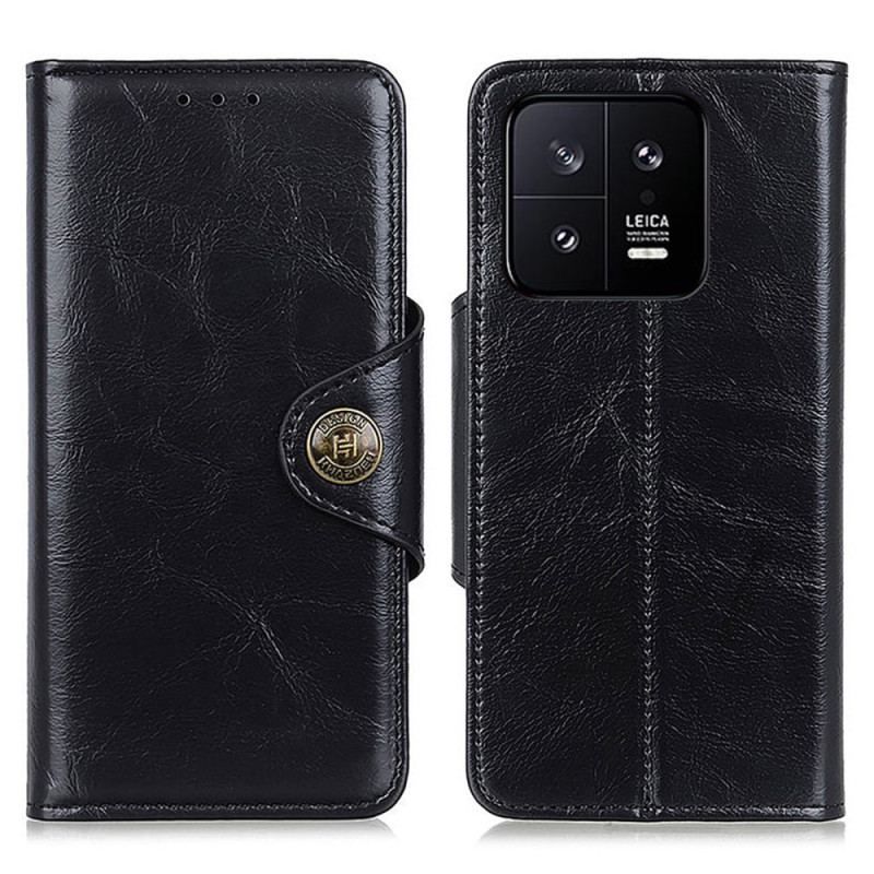 Housse Xiaomi 13 Pro Simili Cuir Verni Bouton KHAZNEH