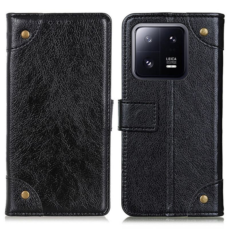 Housse Xiaomi 13 Pro Style Cuir Nappa Rivets Vintage