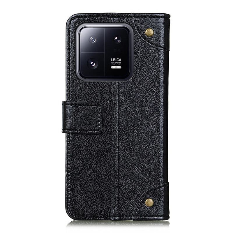 Housse Xiaomi 13 Pro Style Cuir Nappa Rivets Vintage