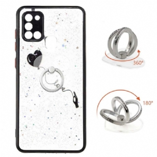 Coque Samsung Galaxy A21s ballon coeur volant avec anneau