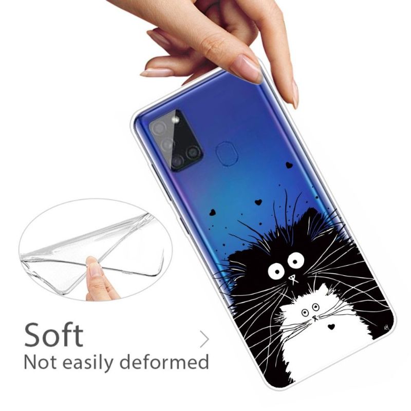 Coque Samsung Galaxy A21s chats noir et blanc