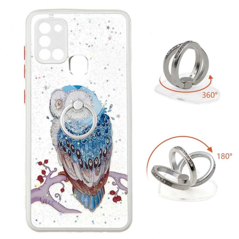 Coque Samsung Galaxy A21s hibou perché avec anneau