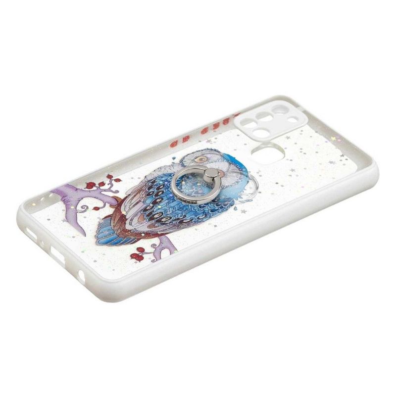 Coque Samsung Galaxy A21s hibou perché avec anneau