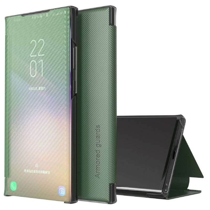 Flip cover Samsung Galaxy A21s Fibre de carbone