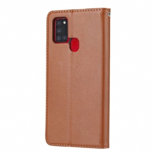 Housse Samsung Galaxy A21s Effet Cuir Stand Case