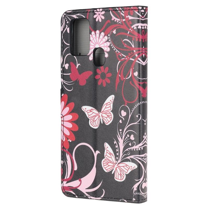 Housse Samsung Galaxy A21s Papillons et Fleurs