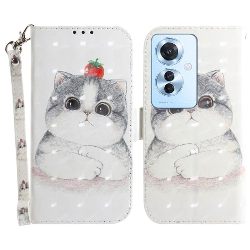 Housse Oppo Reno 11F 5G Chat Mignon à Lanière