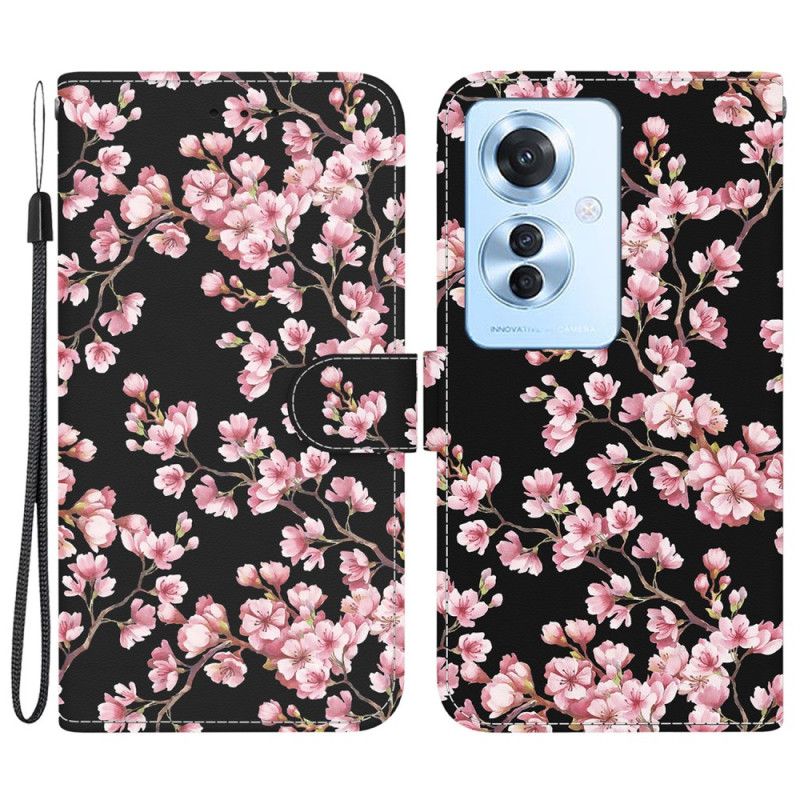 Housse Oppo Reno 11F 5G Fleurs de Prunier à Lanière