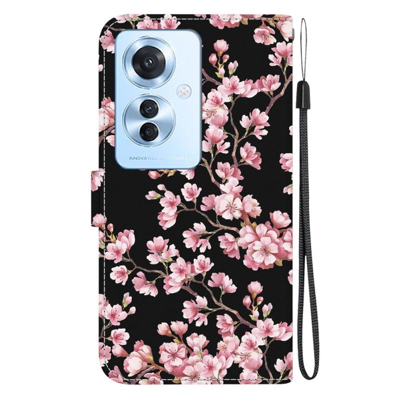 Housse Oppo Reno 11F 5G Fleurs de Prunier à Lanière