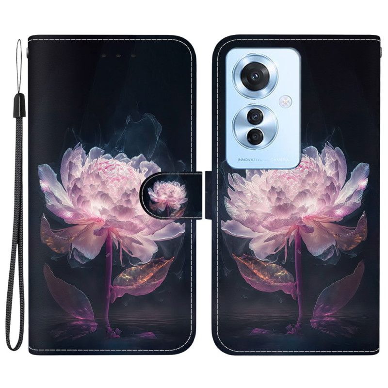 Housse Oppo Reno 11F 5G Pivoine Pourpre à Lanière