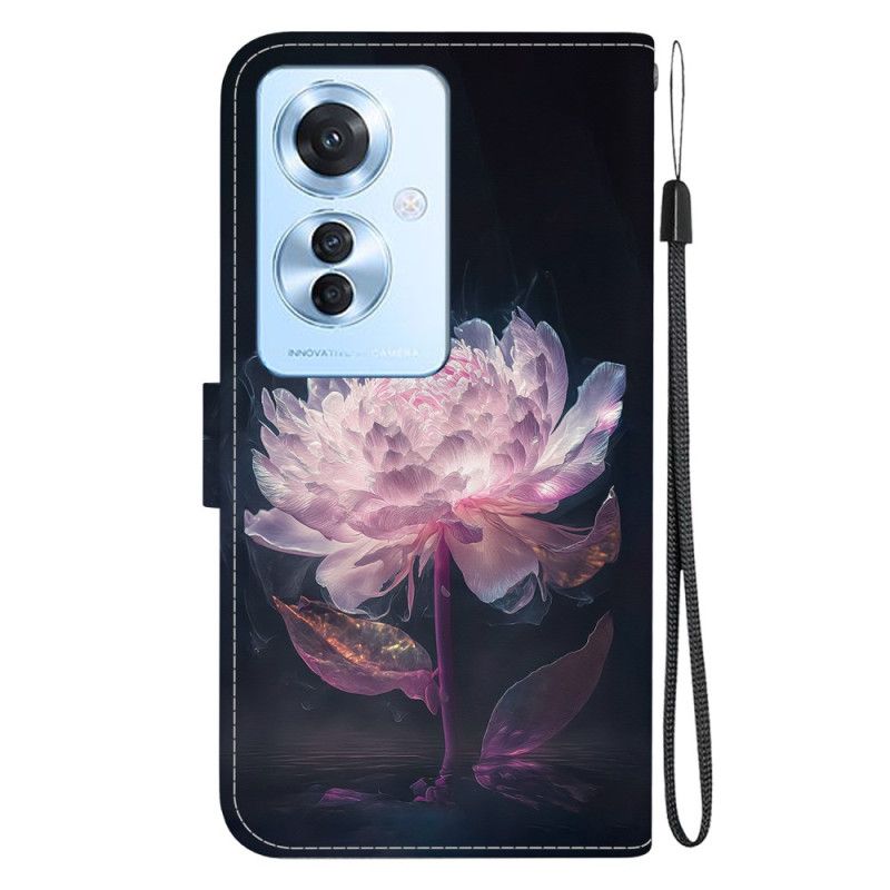 Housse Oppo Reno 11F 5G Pivoine Pourpre à Lanière