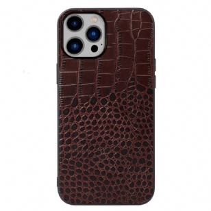 Coque iPhone 14 Plus Cuir Véritable Texture Crocodile