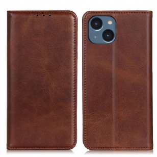 Flip Cover iPhone 14 Plus Cuir Fendu Mat