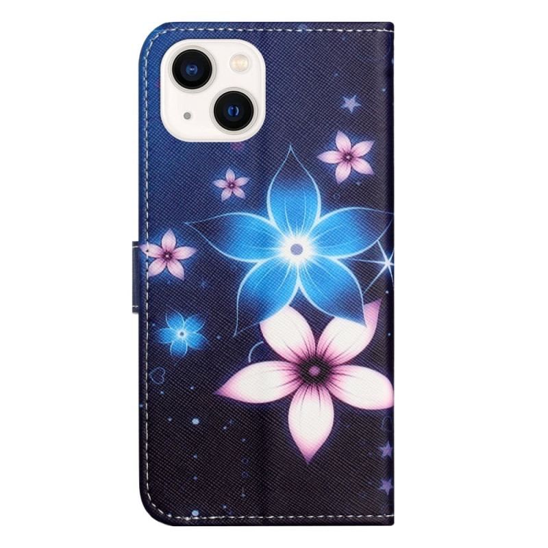 Housse iPhone 14 Plus Fleurs Lunaires à Lanière