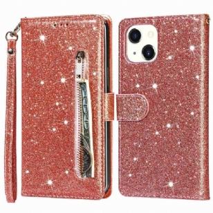 Housse iPhone 14 Plus Porte-Monnaie Paillettes